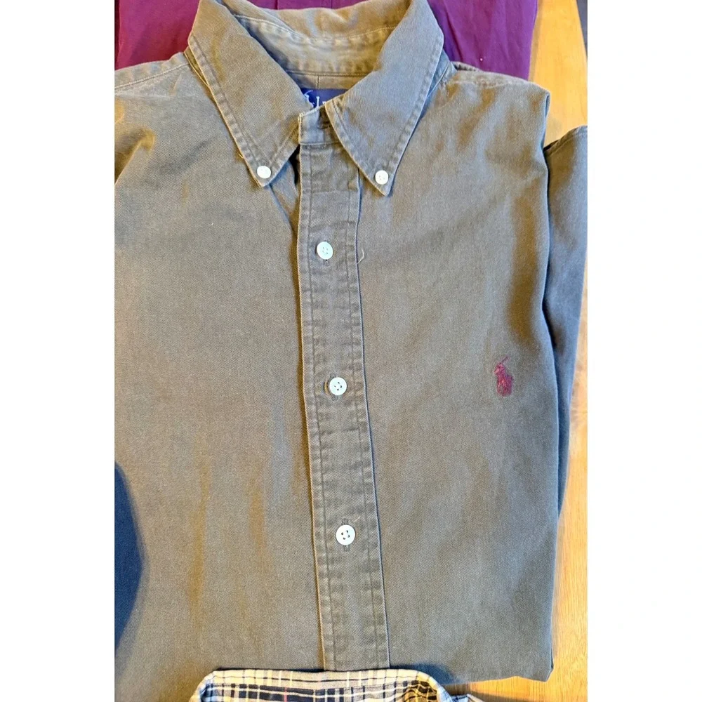 Lot of 7 Polo Ralph Lauren Mens Button Down Shirts L XL Blake Classic Fit Cotton